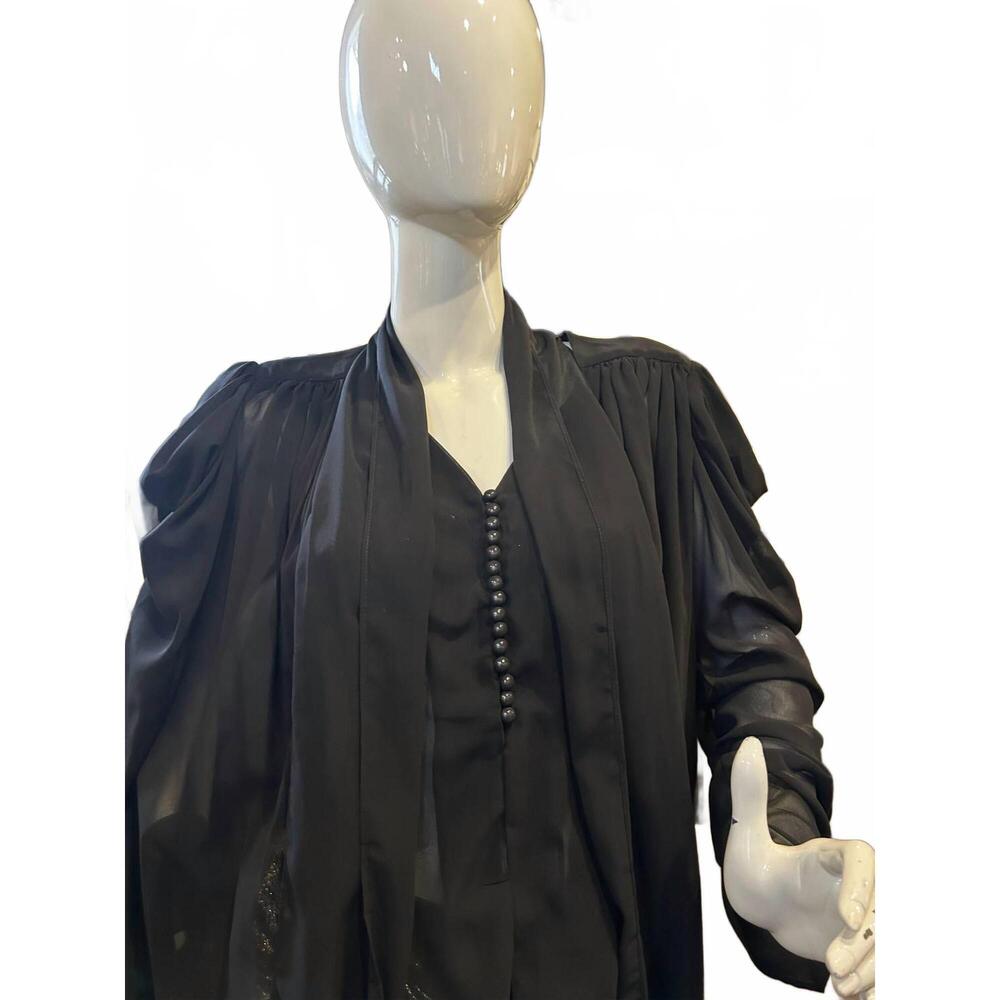 NEW BEULAHSTYLE women's sheer sleeve blouse in black